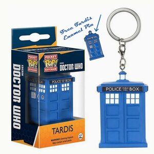 Funko Pop Doctor Who Tardis Pocket Keychain w/ Free Tardis Enamel Pin